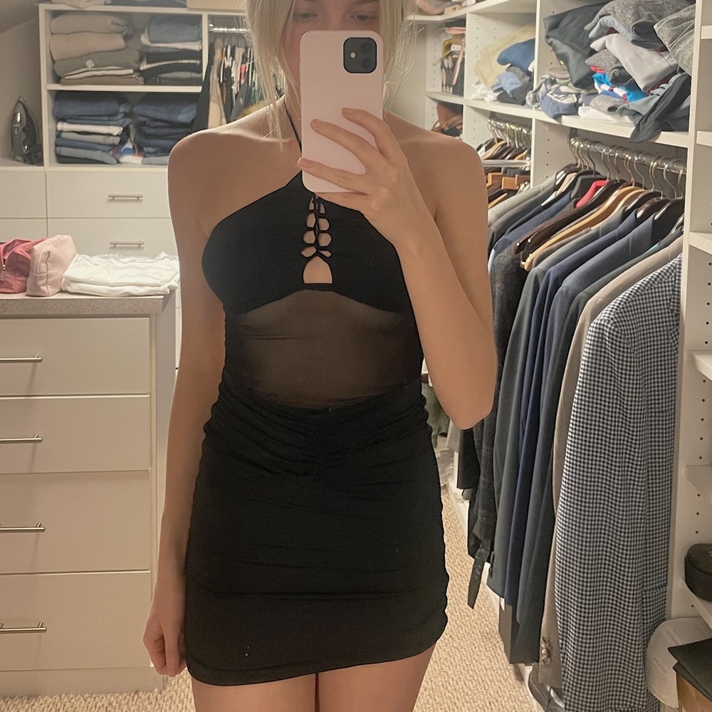 TigerMist mini mesh cutout dress